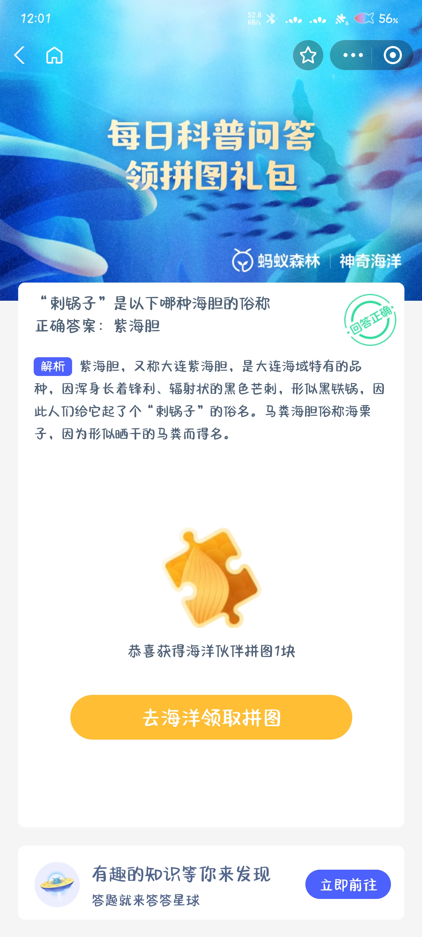 剌锅子是什么海胆 最新神奇海洋答案10月12日